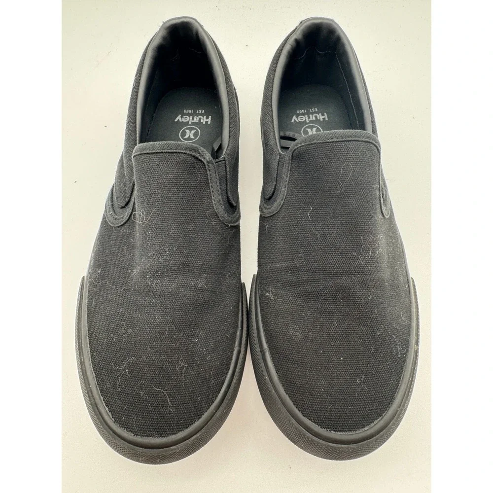 Hurley Arlo Slip On Shoes Men's Size 9 Black Casual‎ Canvas Sneakers